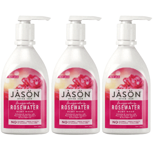 מבצע שלישיה | ג'ייסון סבון גוף מי ורדים מרענן | מכיל 887 מ"ל | ג'ל רחצה מי ורדים - ללחות והזנה עמוקה של העור | JASON