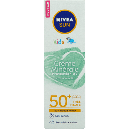 Nivea sun | קרם הגנה לפנים לילדים | עם מקדם הגנה SPF+50 | על בסיס מינרלים עם אלוורה אורגנית |