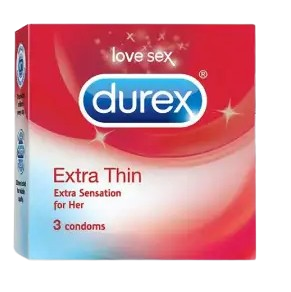 Durex extra thin | קונדומים שקופים ודקים | מכיל 3 קונדומים |