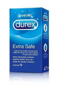 Extra Safe - קונדומים עבים במקצת עם חומר סיכה מוגבר - 12 יח'