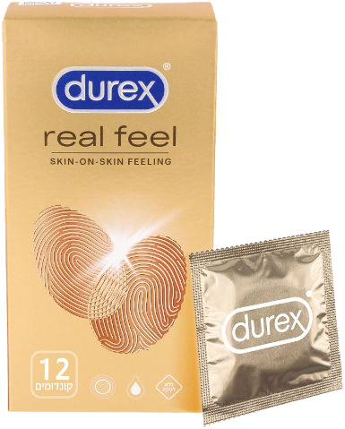דורקס | קונדומים real feel | ללא לטקס | לתחושה נוחה יותר | מכיל 12 יחידות