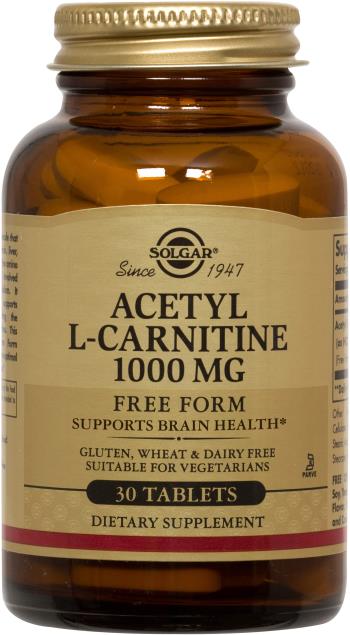 אצטיל-ל-קרניטין Acetyl L-Carnitine 1000 mg סולגאר | מכיל 30 טבליות |
