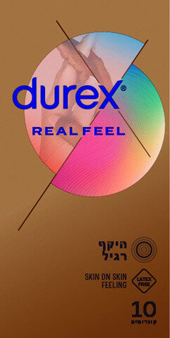 קונדומים דורקס | REAL FEEL | ללא לטקס | מכיל 10 קונדומים | DUREX