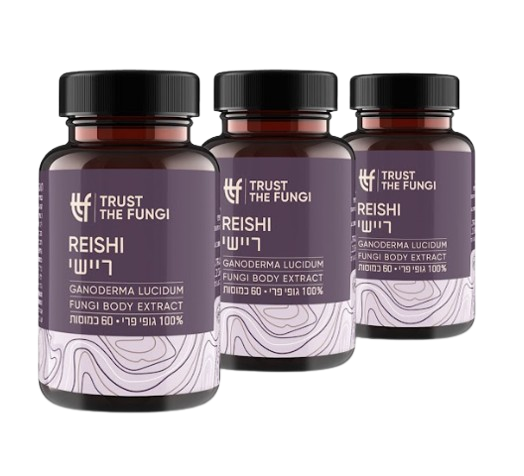 פטריית ריישי | מיצוי 100% גופי פרי בשיטת FBE| מבצע שלישייה | מכיל 180 כמוסות |