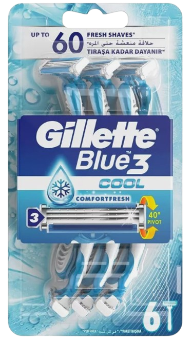 Gillette Blue 3 Cool |  תחושת רעננות במהלך הגילוח | 6 להבים |