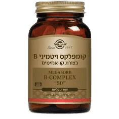 קומפלקס ויטמיני 50 B מגה-סורב | מכיל 100 טבליות | סולגאר - SOLGAR