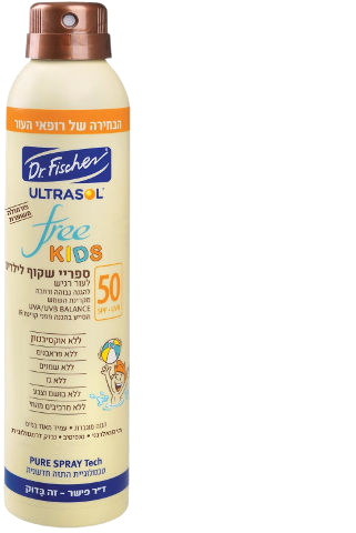 אולטרסול | FREE | ספריי שקוף לילדים | SPF50 | מכיל 200 מ"ל