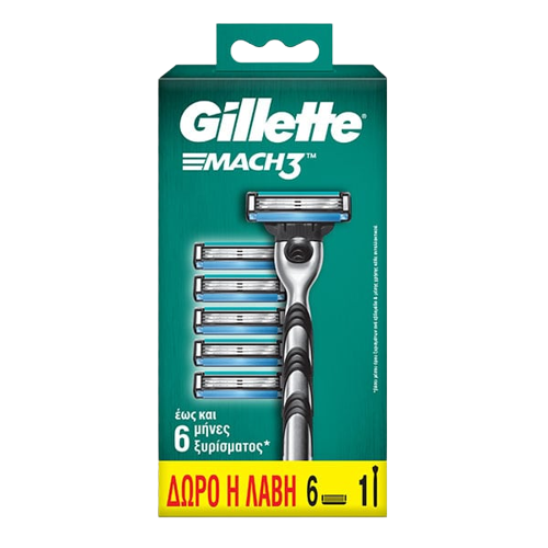 גילט | מאטץ 3 | מכיל 6 סכיני גילוח | ידית גילוח 1