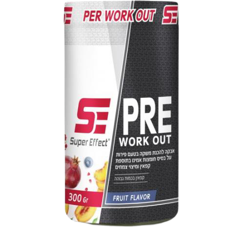 פרי וורקאוט | תוסף קדם אימון | בטעם פירות | מכיל 300 גרם | סופר אפקט