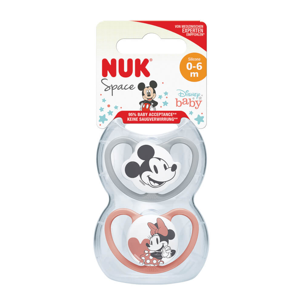 זוג מוצצי נוק ספייס דיסני NUK Space Disney Baby | סיליקון 0-6 חודשים | מיקי ומיני | -