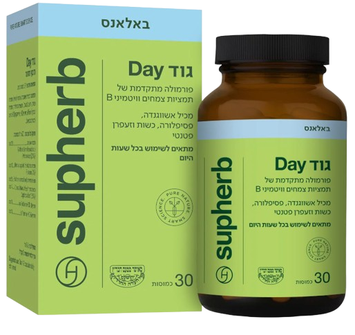 גוד Day | פורמולה מתקדמת של תמציות צמחים וויטמיני B | מכיל אשוואנדה | מכיל 30 כמוסות |