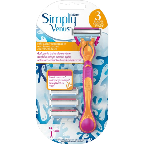 סכין גילוח | עם 3 ראשים להחלפה | ונוס