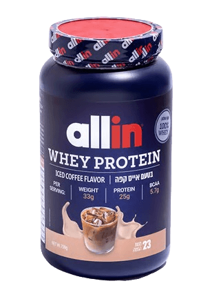 אבקת חלבון WHEY בטעם אייס קפה | 759 גרם | אול אין ALL IN