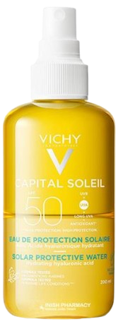 Vichy | וישי | ספריי מים סולאריים להגנה מהשמש SPF50 עם חומצה היאלורונית | 200 מ"ל
