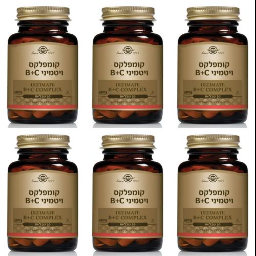 קומפלקס ויטמיני C + B סולגר | מכיל 30 טבליות | מבצע שישיה