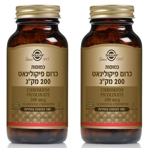 כרום פיקולינאט 200 מק"ג סולגר | 180 כמוסות | מבצע זוגי