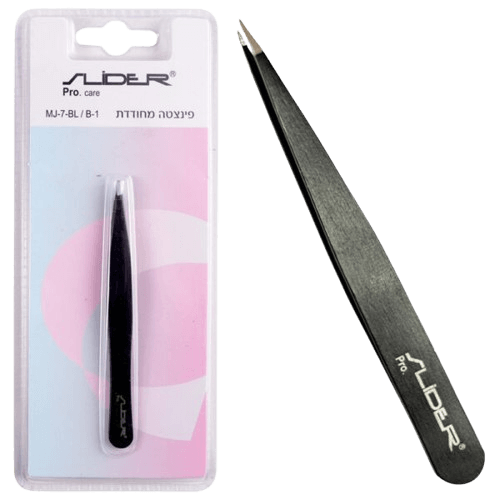 פינצטה מחודדת | צבע שחור | MJ-7-BL/B-1 | סליידר | SLIDER